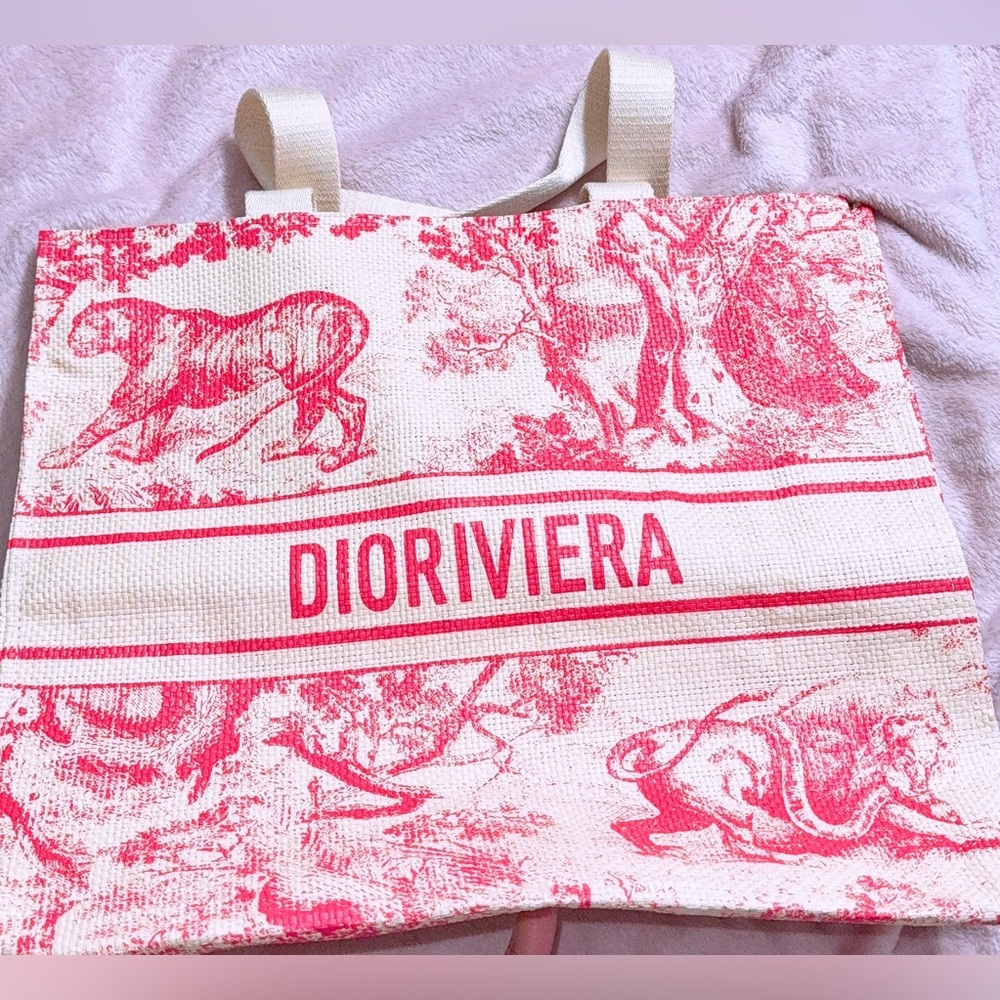100% CD Straw Dioriviera Tote